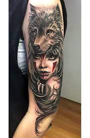 We did not find results for: A Tattoo Of The Wolf Headdress On Beautiful Girl S Head Style Realistic Color Gray Tags Bes Wolf Girl Tattoos Wolf Tattoo Sleeve Sleeve Tattoos For Women
