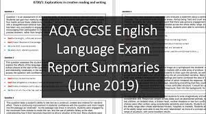 Aqa retains the copyright on all its publications. Aqa Gcse English Language Exam Report Summaries June 2019 Douglas Wise