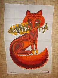 Fox Oxfam Tea Towel T Towel 70s 60s Retro Tea By Thevintagefarmer Vintage Tea Towels Tea Towels Retro Illustration