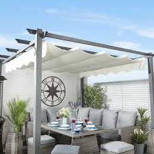 Monaco Metal Gazebo Pergola And Slide Away Sun Shade Robert Dyas Pergola Sun Shade Gazebo Pergola Pergola