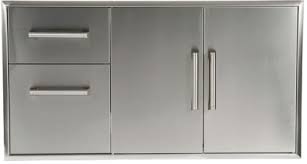 With our stainless steel sink cabinets, you can provide your employees with a convenient place to rinse their hands, fill up buckets, or dump dirty water. Coyote Ccd2dc 45 Inch Outdoor Stainless Steel Two Door Cabinet And Dual Drawer Storage Unit With Easy Open Drawer Rollers Beveled Trim And Professional Handles