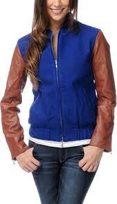 Wesc Edif Blue Tan Varsity Jacket Zumiez Fleece Varsity Jacket Varsity Jacket Jackets