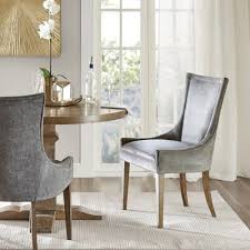 Grey Fabric Grey Wash Wood Dining Chair Set 2 Side Chairs Dining Dining Chairs Side Chairs