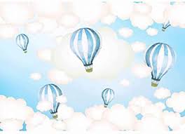 With this unique decor you will create a romantic atmosphere for your little dreamer and traveler. Amazon Com Allenjoy 7x5ft Hot Air Balloon Backdrop Kids Birthday Party Blue Sky And White Clouds Boy Baby Shower Newborn Photography Background Cake Dessert Table Decoration Banner Photo Studio Props Camera