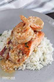 Cajun Salmon And Shrimp With Cream Sauce Cooked By Julie Recipe Easy Chicken Dinner Recipes Salmon And Shrimp Shrimp Recipes Easy