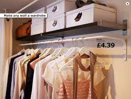 The ikea pax wardrobe combination system allows you to design your next wardrobe to suit your requirements. Clothing Wardrobe Clothes Mulig White Rails Ikea Make Your From Bar Ownikea Mulig White Clothes Ba Wardrobe Wall Hanging Clothes Racks Hanging Rail
