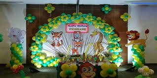 Jungle theme birthday photography backdrop baby shower backdrops safari theme party decoration birthday banner for kids. Designer Jungle Theme Birthday Decoration Bangalore Showmyhall