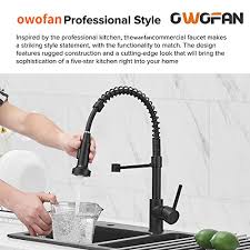 It abandons the rounded designs of traditional kitchen faucets and opts for a squared design. Owofan Modern Single Handle Spring Kitchen Faucet With Pull Down Spray Matte Black Kitchen Sink Faucet 866080r Pricepulse