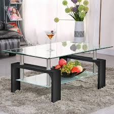 Elavain clear side table & small coffee table, stylish sofa table with rounded edges, acrylic waterfall living room tables, modern side tables bedroom or living room furniture sets/ 32l x 16w x 16h. Tables Home Garden Furniture Modern Rectangle Clear Coffee Table Glass Shelf Living Room Side Center Tables