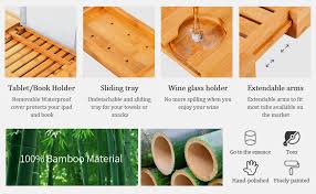 We have specially designed this bathtub caddy to fit most bathtubs available on the market and we are sure it will work wonders for you. Amazon Com Utoplike Bamboo Bathtub Caddy Tray Bath Tray For Tub Adjustable Bathroom Bathtub Organizer With Book Tablet Wine Glass Cup Towel Holder Distinctive Gift Home Kitchen