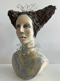 Set of Three Hand Painted Studio Pottery Sculptures by Joan Carew