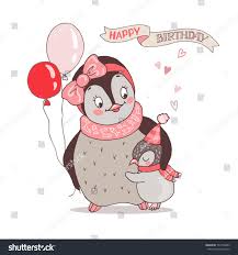 Cute Baby Penguin Hugging His Mom Stock Vector Royalty Free 737728453