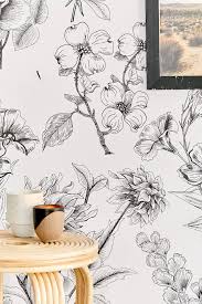 Black And White Floral Wallpaper Bathroom Mckenna Etched Floral Removable Wallpaper In 2020 Wallpaper Accent Wall Bathroom Wallpaper Accent Wall Removable Wallpaper