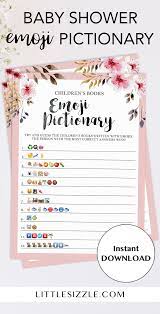 Emoji Pictionary For Girl Baby Shower Printable Blush Pink Baby Shower Baby Shower Games Unique Diy Baby Shower Games