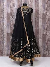 Anarkali Suit In Black Color For Party Function Designer Suit Party Wear Indian Fashion Fashio Indian Dresses For Women Gown Party Wear Ladies Suits Indian