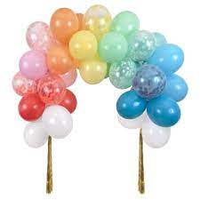 Ce kit arche ballon arc en ciel se compose d'un assortiment de 85 ballons de différentes couleurs : Kit Arche De Ballons Arc En Ciel Little Marmaille