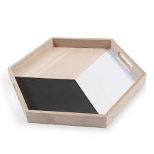 Plateau Octogonal En Bois Noir Blanc Blackstage Maisons Du Monde Bandejas Pintadas Bandejas De Madera Decoradas Bandejas De Madera