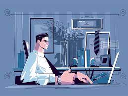 Businessman At Workplace Illustration Vector Illustration Businessman Illustration