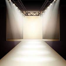 An empty stage of the theater, lit by spotlights. Free Vector Fashion Runway Background