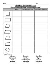 describing quadrilaterals third grade math third grade common core math teaching math