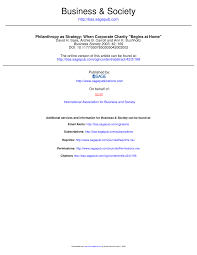 Pdf Philanthropy As Strategywhen Corporate Charity Begins At Home
