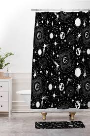 Outer Space Shower Curtain Bathroom Solar System Design Black White Shower Bathroom Decor Stars Constellations Sky White Shower Bathroom Shower Curtains Solar System Design
