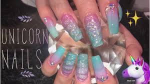 Nail tutorial unicorn white nails. Unicorn Ombre Nails Acrylic Nails Tutorial Youtube