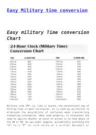 Easy Military Time Conversion Chart Templates At