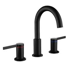 Aurora Decor ABA Desk mounted 3 Holes 2 Handles Widespread 8 In Waterfall  High-Arc Bathroom Faucet with Valve in Matte Black BFSMDHD2B08B - The Home  Depot