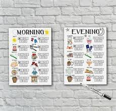 Details About Childrens Morning And Evening Routine Kids Reward Chart Autism Adhd Unframed