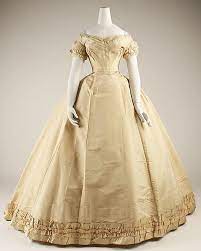 Silk Wedding Dress With Short Sleeved Bodice Front By House Of Pingat French 1866 68 Historical Dresses Vintage Gowns Victorian Fashion