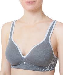danskin now heather gray wireless cutout back sports bra