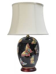 1 bulb, max watt n/a. Chinese Porcelain Table Lamp With Butterflies Amiska Lamps