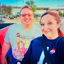We waited in line for 2️⃣ long hours⏳ while our feet👣 hurt with strangers  up REAL CLOSE😬 but we did our civic duty and voted!🗳️🫡 Then Nathan  returned to work💪 for several