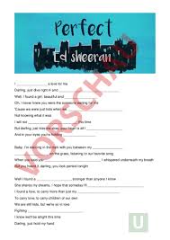 But you heard it, darling, you look perfect tonight. Arbeitsblatt Ed Sheeran Perfect Englisch Gemischte Themen