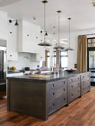 Wide Shiplap Kitchen Island Dark Stained Wide Shiplap Island This Farmhouse Features Sta Interior Design Kitchen Farmhouse Kitchen Design Wood Kitchen Island