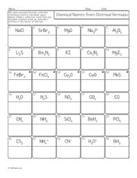 This acid formulas worksheet contains the common names of ten different acids. Binary Compound Chemical Names From Formulas Chemistry Homework Worksheet