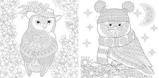 I used to be able to fold a hat out of newspaper. Coloring Pages Two Owls In Cute Hats Showing Different Seasons Spring And Winter Line Art Design For Adult Colouring Book With Doodle And Elements Vector Illustration Royalty Free Cliparts Vectors And Stock