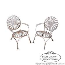 Antique 1930s Pair Of Sunburst Patio Garden Chairs Manner Of Francois Carre Patio Chairs Vintage Outdoor Furniture Antique Chairs