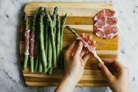 dry coppa wrapped asparagus