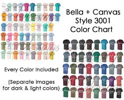 Bella Canvas 3001 Color Chart Every Color Digital File Shirt Color Chart Bella And Canvas Unisex Jersey Colors Tshirt Light Dark