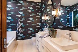 The great collection of fish design bathroom wallpaper for desktop, laptop and mobiles. Bathroom Fish Pattern Wallpaper Design Ideas