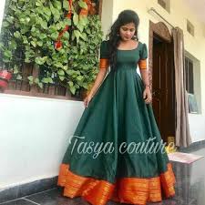 Green And Orange South Indian Fashion Gown Indian Gowns Indian Gowns Dresses Fashion Gowns