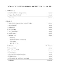 Contoh rundown acara berdurasi 60 menit Susunan Acara Natal Teknik 2006