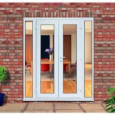 Offering a complete spectrum of styles, colors & features to achieve your perfect fit. Upvc French Doors Outwards Opening With 2x 300mm Side Panels Wickes Co Uk