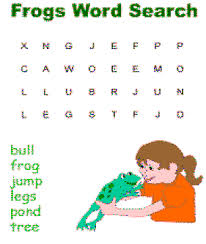Kids can find 18 words all about animals found in a pet store in this puzzle. Frogs Word Search Puzzles