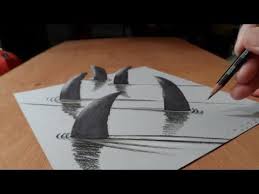 How To Draw 3d Sharks Drawing Shark With Charcoal Markers Trick Art On Paper Vamos Youtube 3d Art Drawing 3d Drawings Illusion Drawings