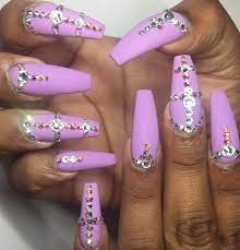 We have nail art rhinestones in a variety of colors to suit every client and meet all of your nail art design ideas. Lavender Purple Rhinestone Nails Design Nailart Helennails Yeg Purple Nail Designs Purple Nails Rhinestone Nails