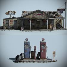 3d Model Old Gas Station In 2020 Old Gas Stations Environment Concept Art Props Concept
