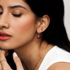 July Ruby Birthstone Stud Earrings